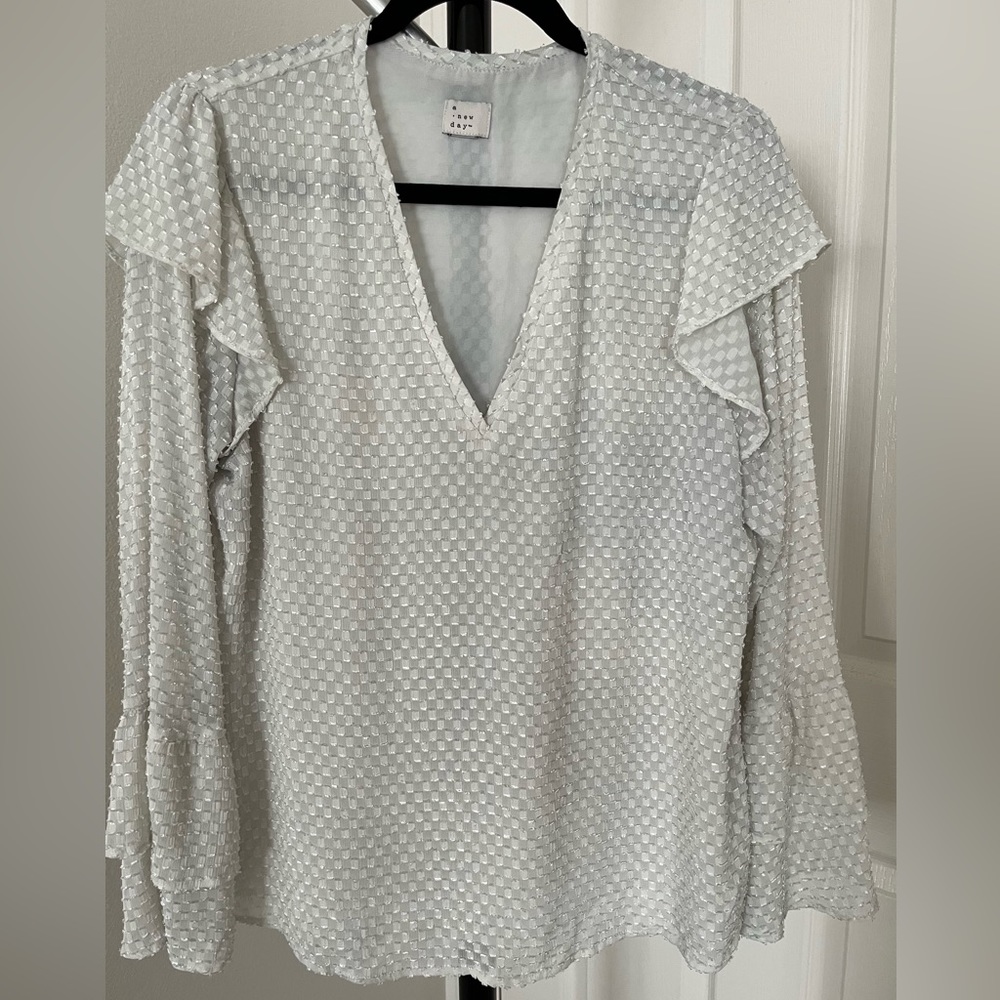 -SOLD- A New Day Textured Ruffle Shoulder Bell Longsleeve